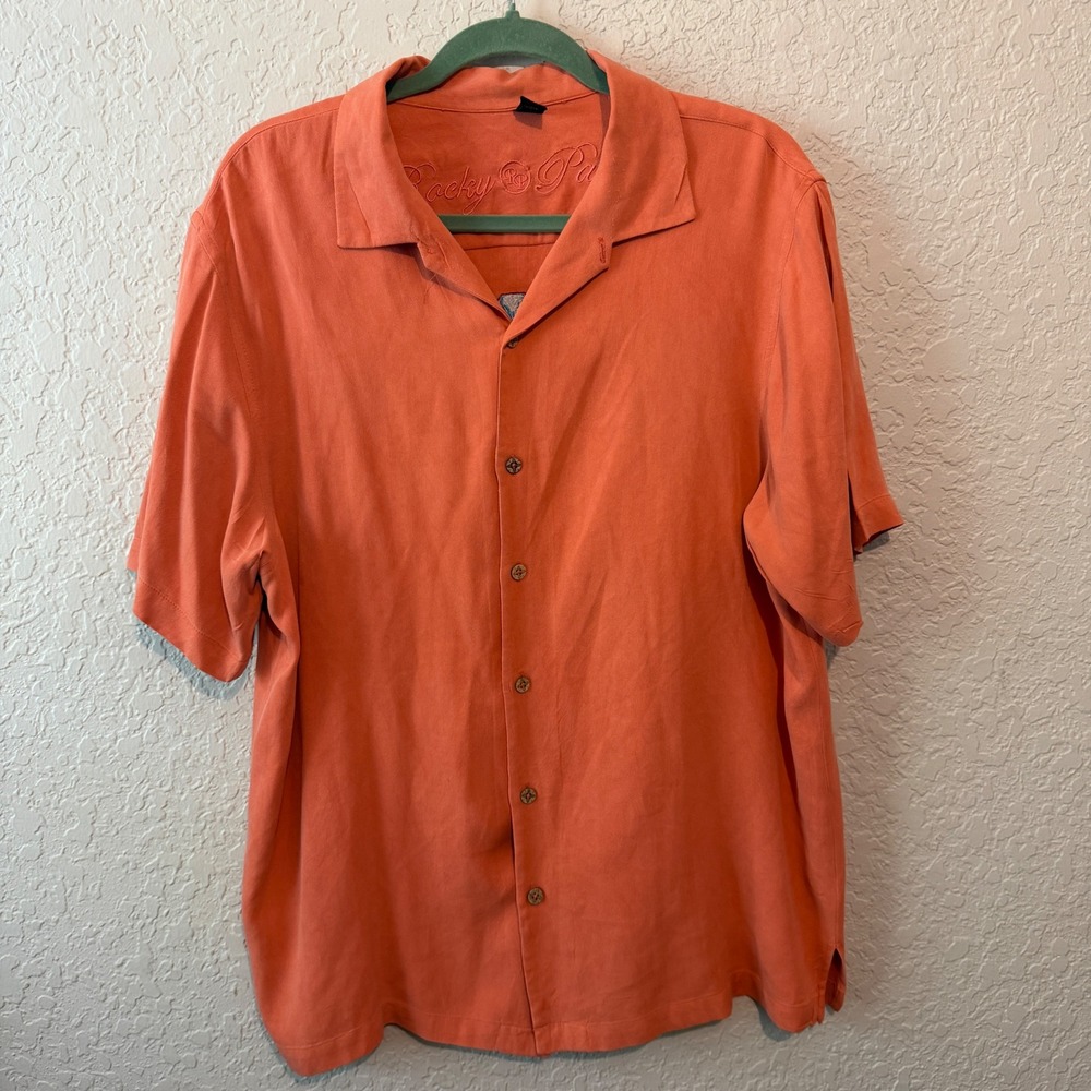 Rocky Patel Fight Club Embroidered Silk Button Down Shirt Large Orange Boxing - Picture 2 of 5